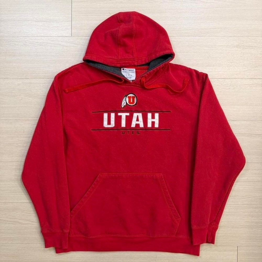 Champion Utah Utes Red Pullover Hoodie Mens Size Large
